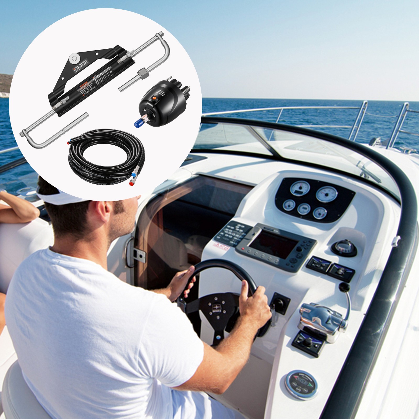 VEVOR 150HP Hydraulic Outboard Steering Kit Marine Boat Hydraulic Steering