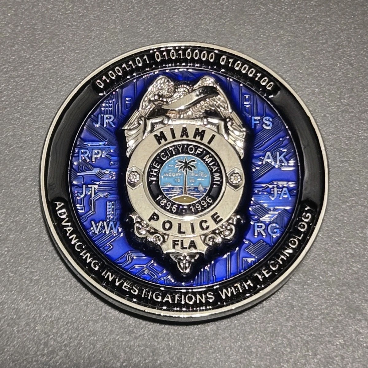 Miami Police Tech Squad Challenge Coin RARE (BLUE)