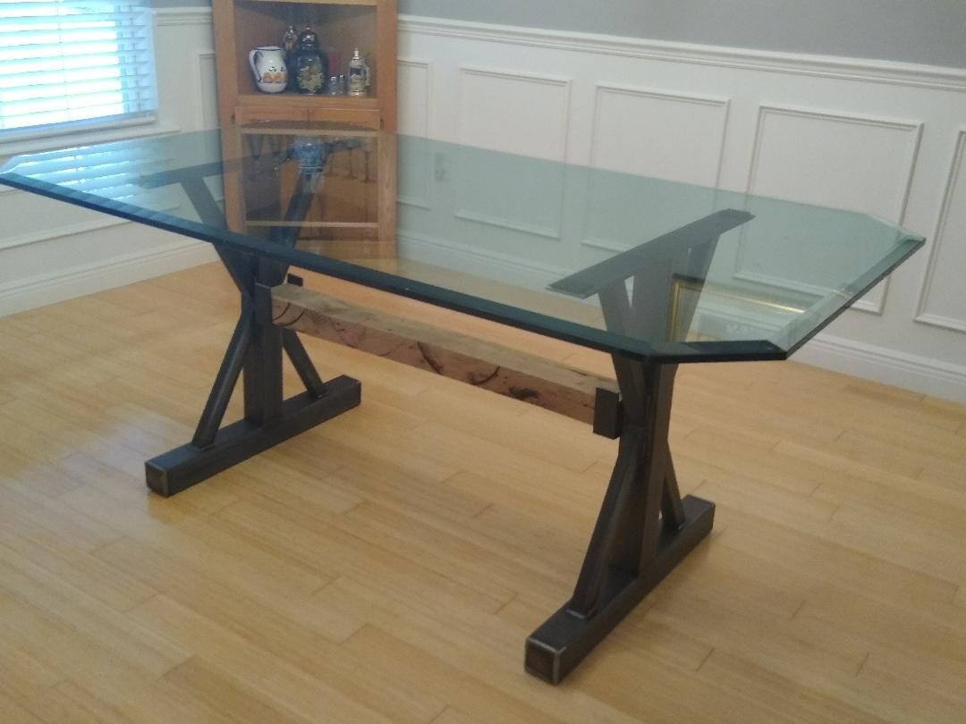 Made In America metal table legs, Farmhouse steel base, Metal table base