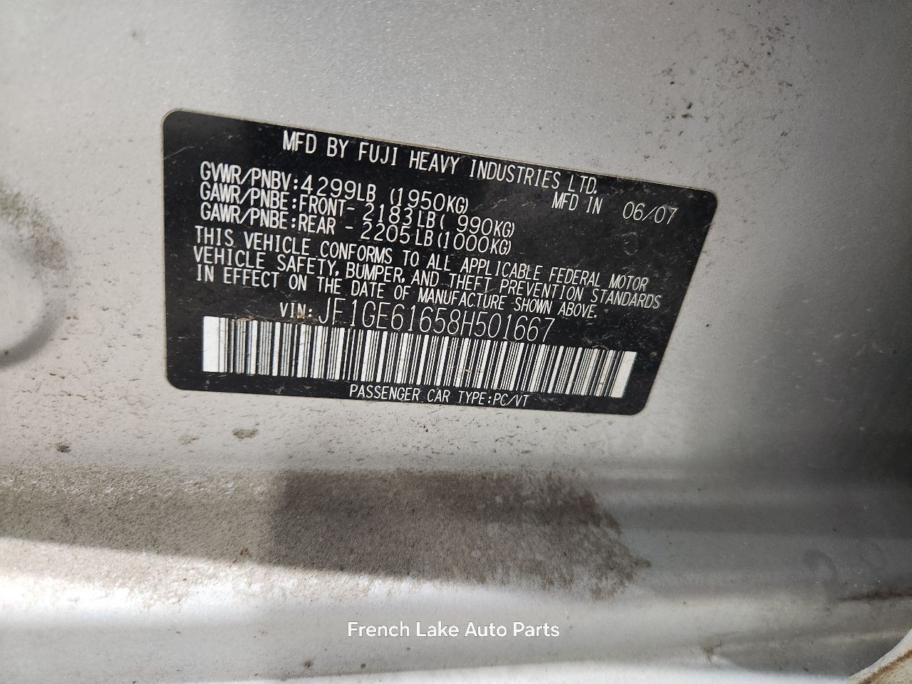 Automatic Transmission 2.5L Fits 2008 IMPREZA 1338646