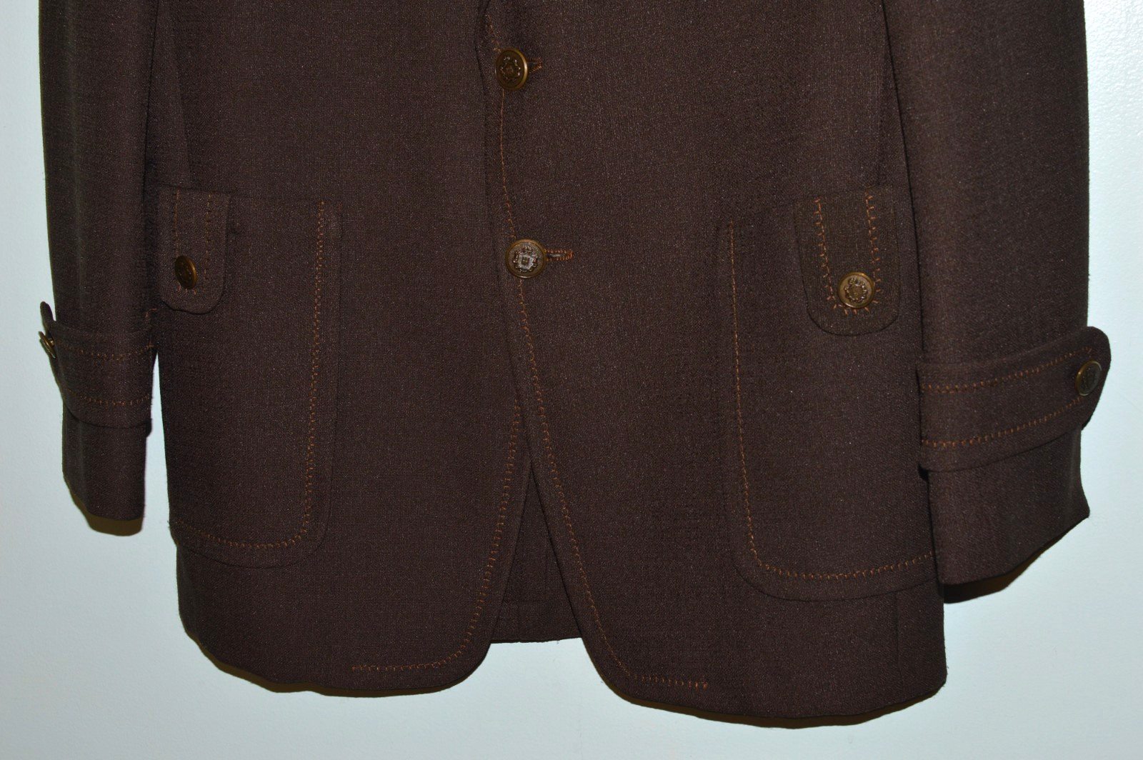 40L Long 40 L USA RATNER CLOTHES Mens Vintage Brown Polyester Blazer Suit Jacket