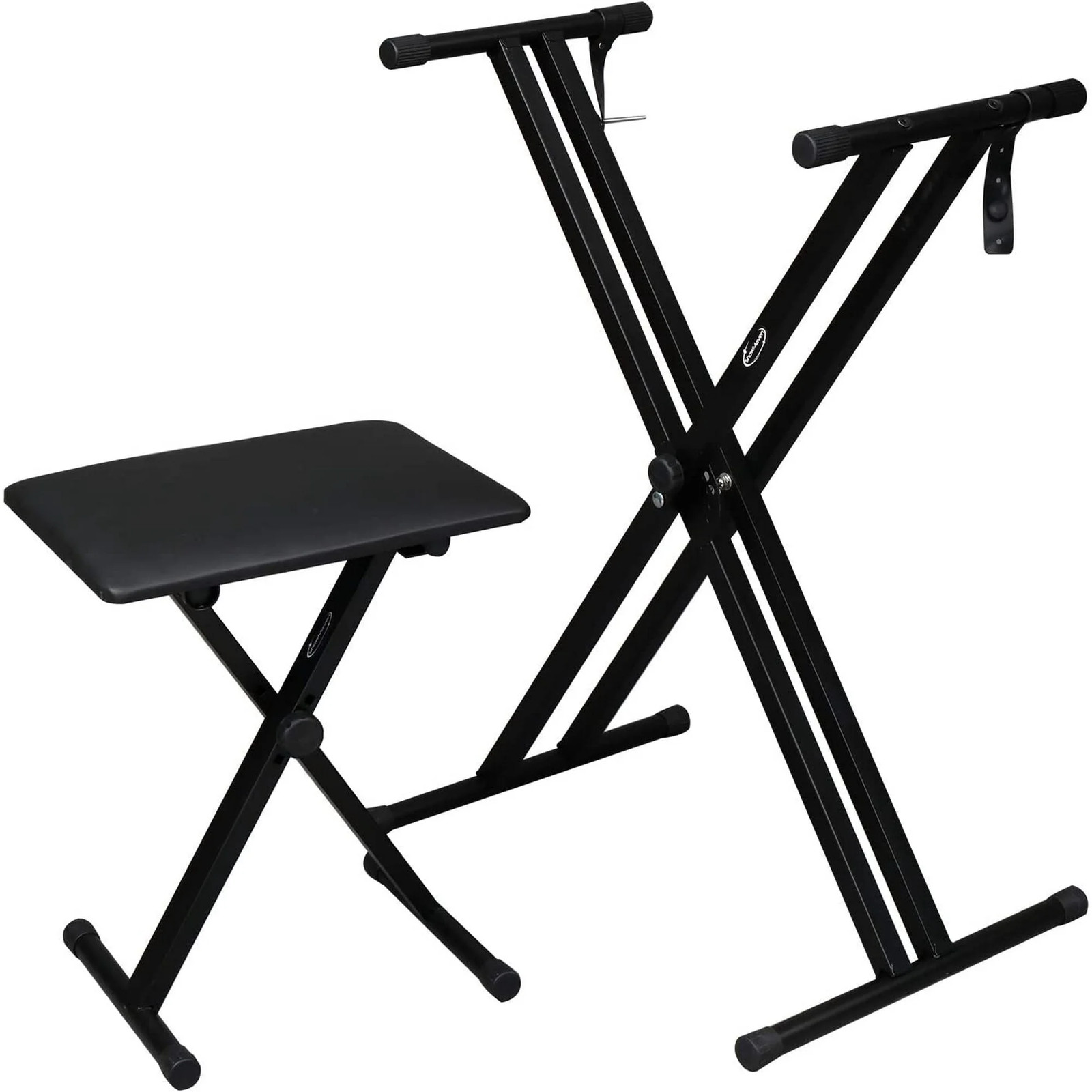Double X Keyboard Bench and Stand Set with Lockable Straps for 49 61 76 88 Keys