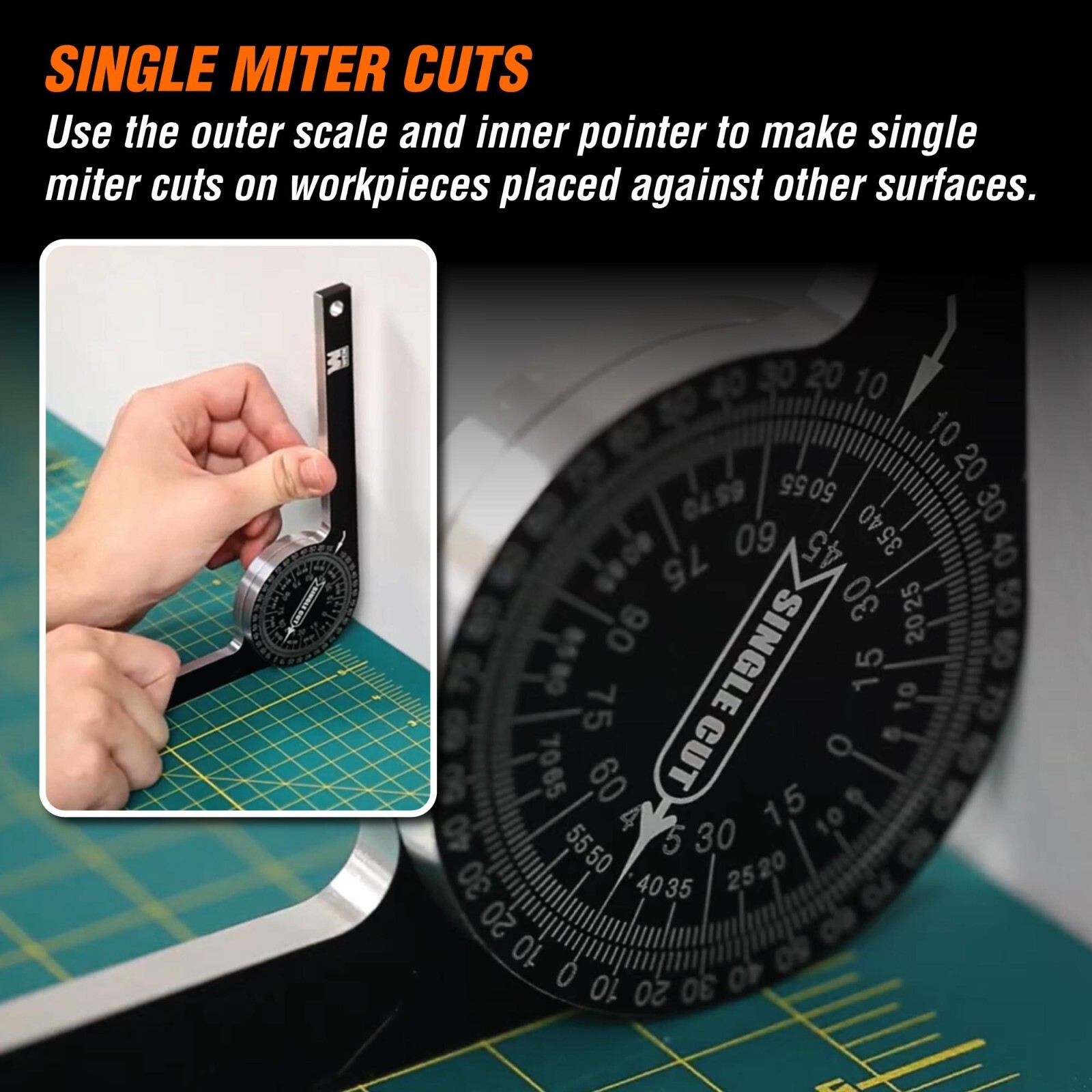 WEN ME175P 7.25" Aluminum Alloy Miter Saw Protractor with Laser-Engraved Scales