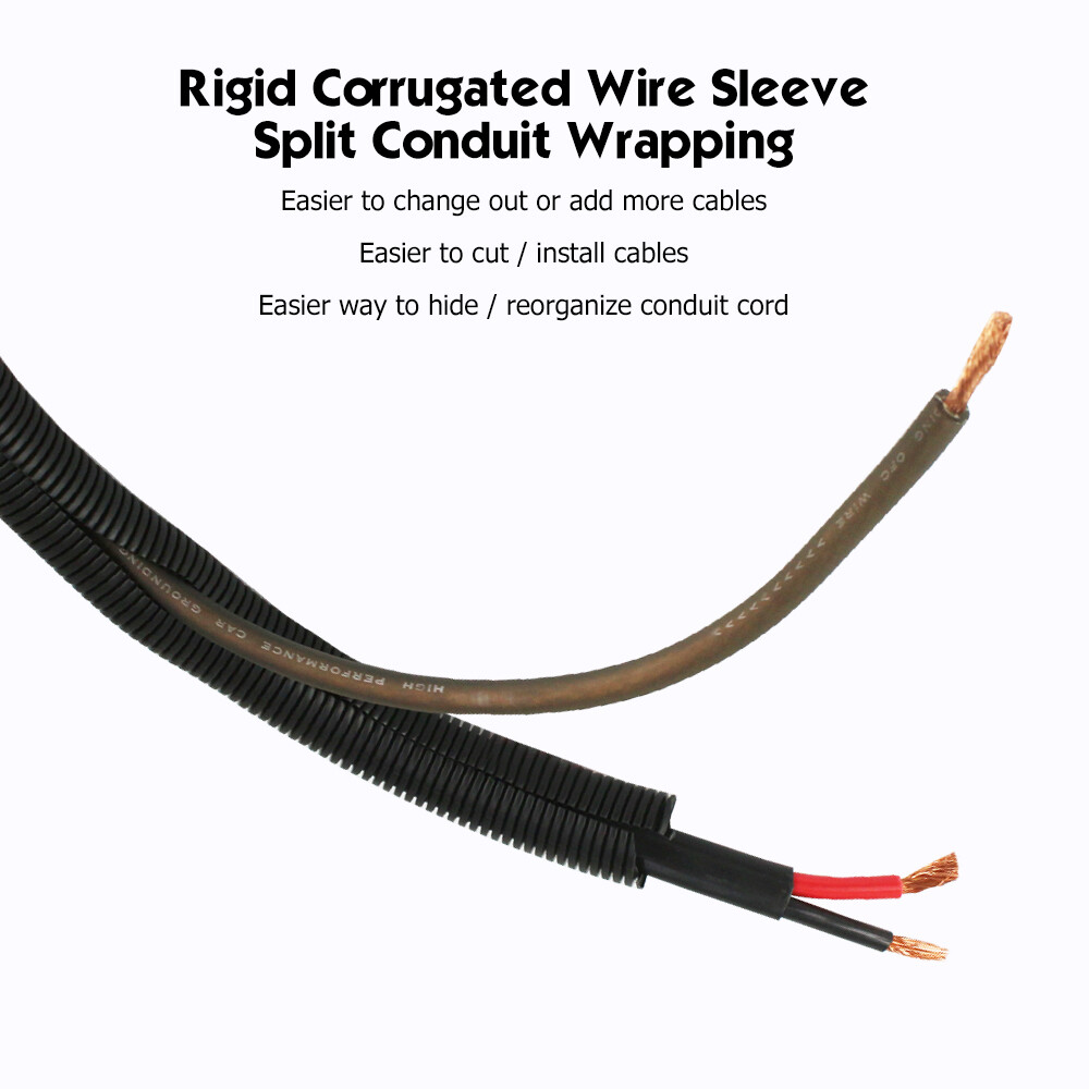 Wiring Loom Split Wire Cable Sleeve Flex Tubing Wire Wrap Corrugated Conduit Lot