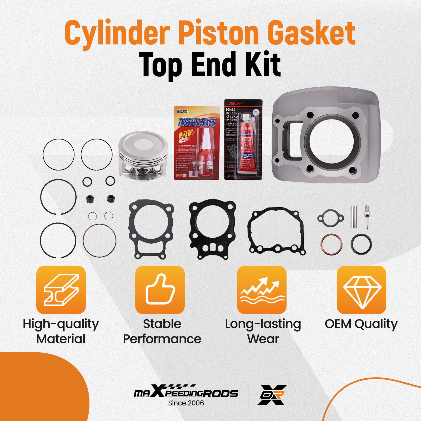 Cylinder Piston Gasket Top End Rebuild Kit For Honda Rancher TRX350 00-2006