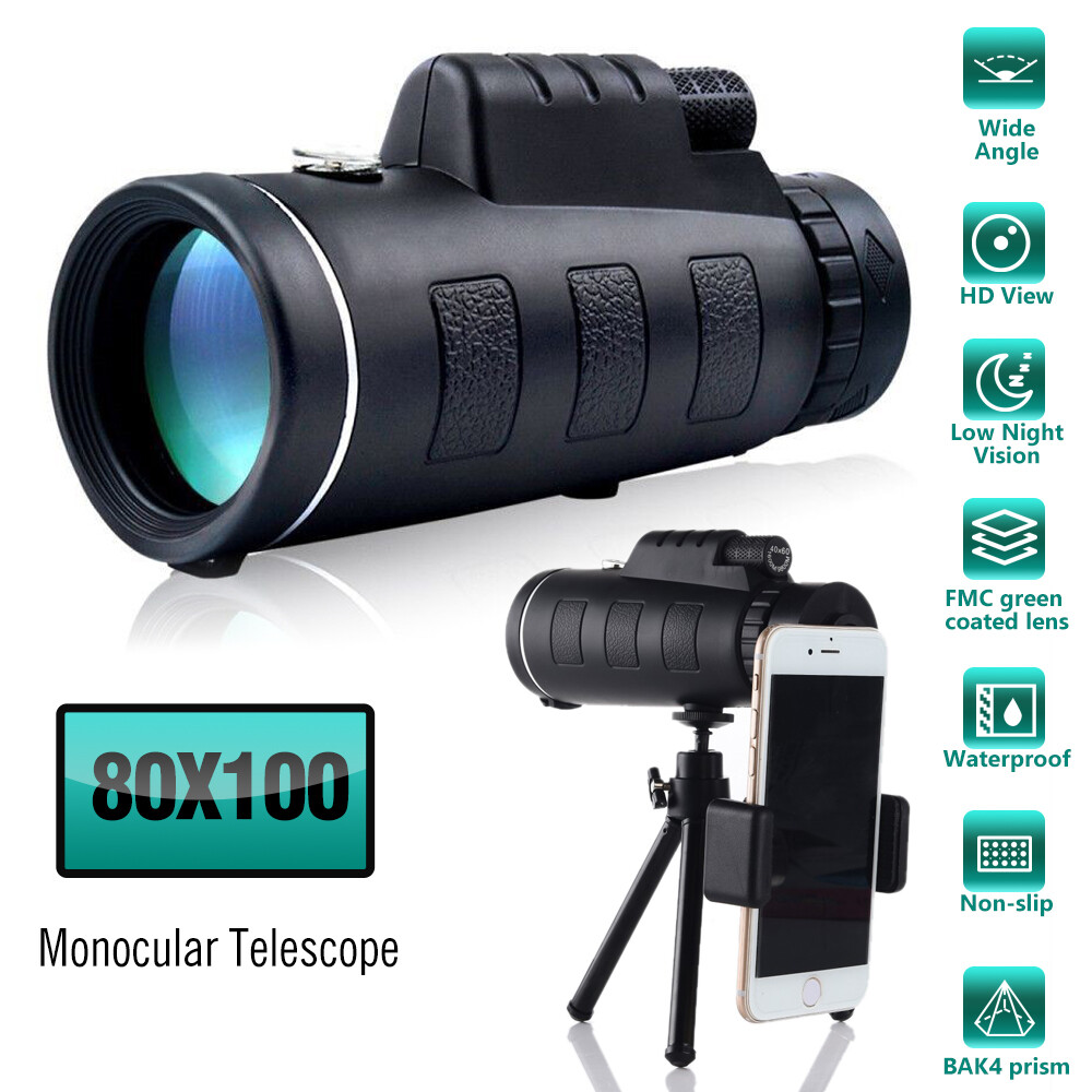 80x100 Zoom Day/Low Night Vision HD Monocular Starscope Monocular Telescope