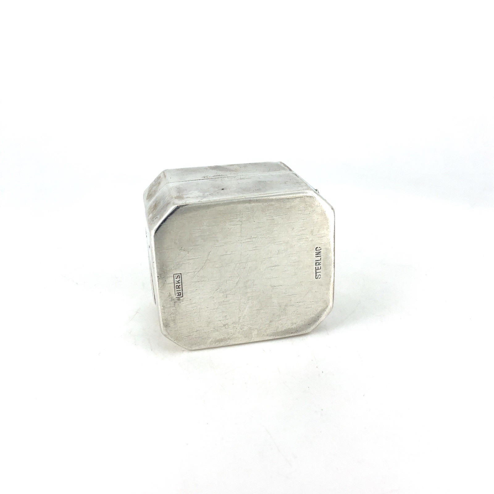 Vintage Birks Sterling Silver Presentation Ring Box With Black Velvet - Monogram