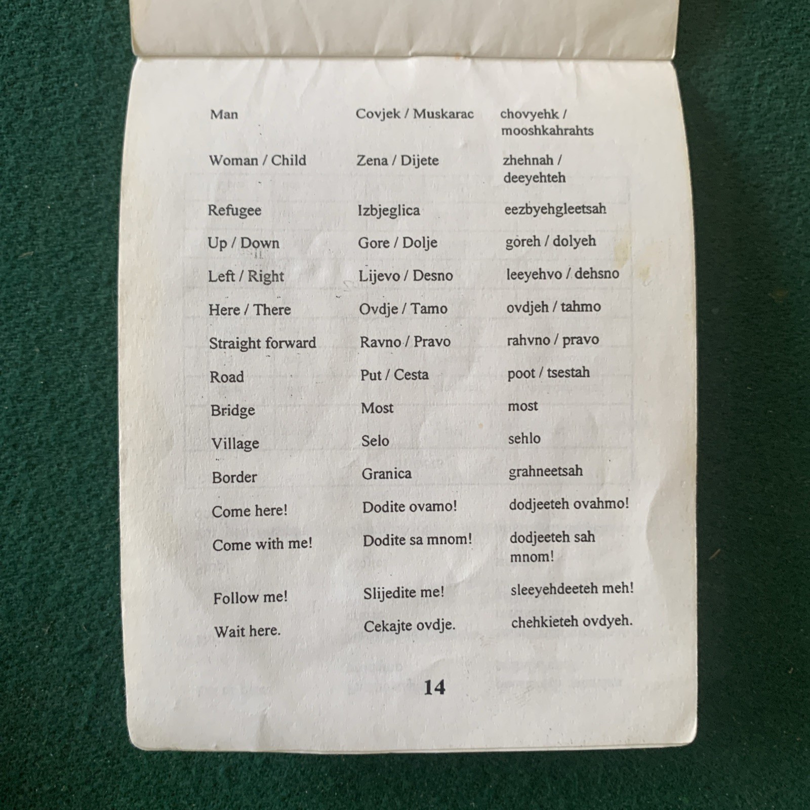 BOSNIA-HERZEGOVINA Soldier's Guide Booklet, 16 Pages, Vintage US Military