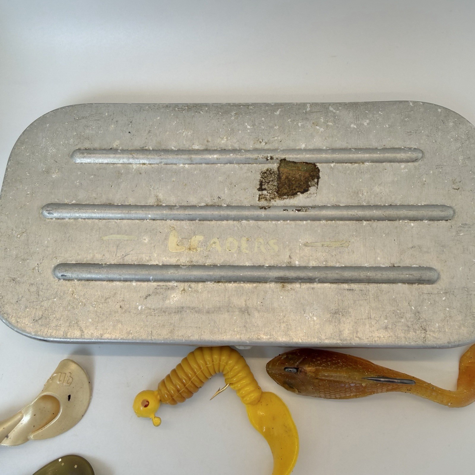 Vintage Fishing Lure Lot Soft Plastics Jigs Pocket Tackle Box Capt Micks Bass