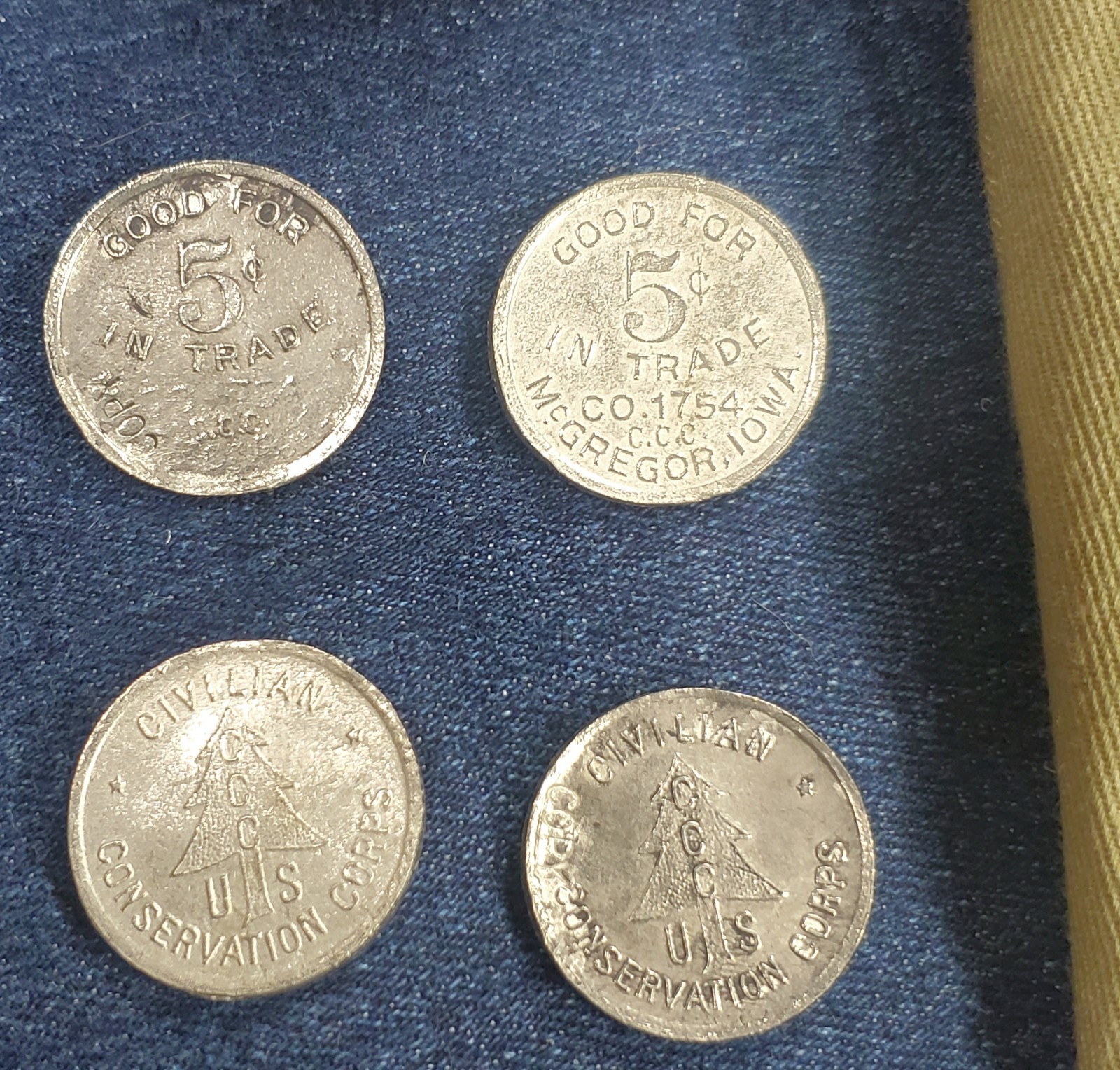 C.C.C., Civilian Conservation Corps Canteen token