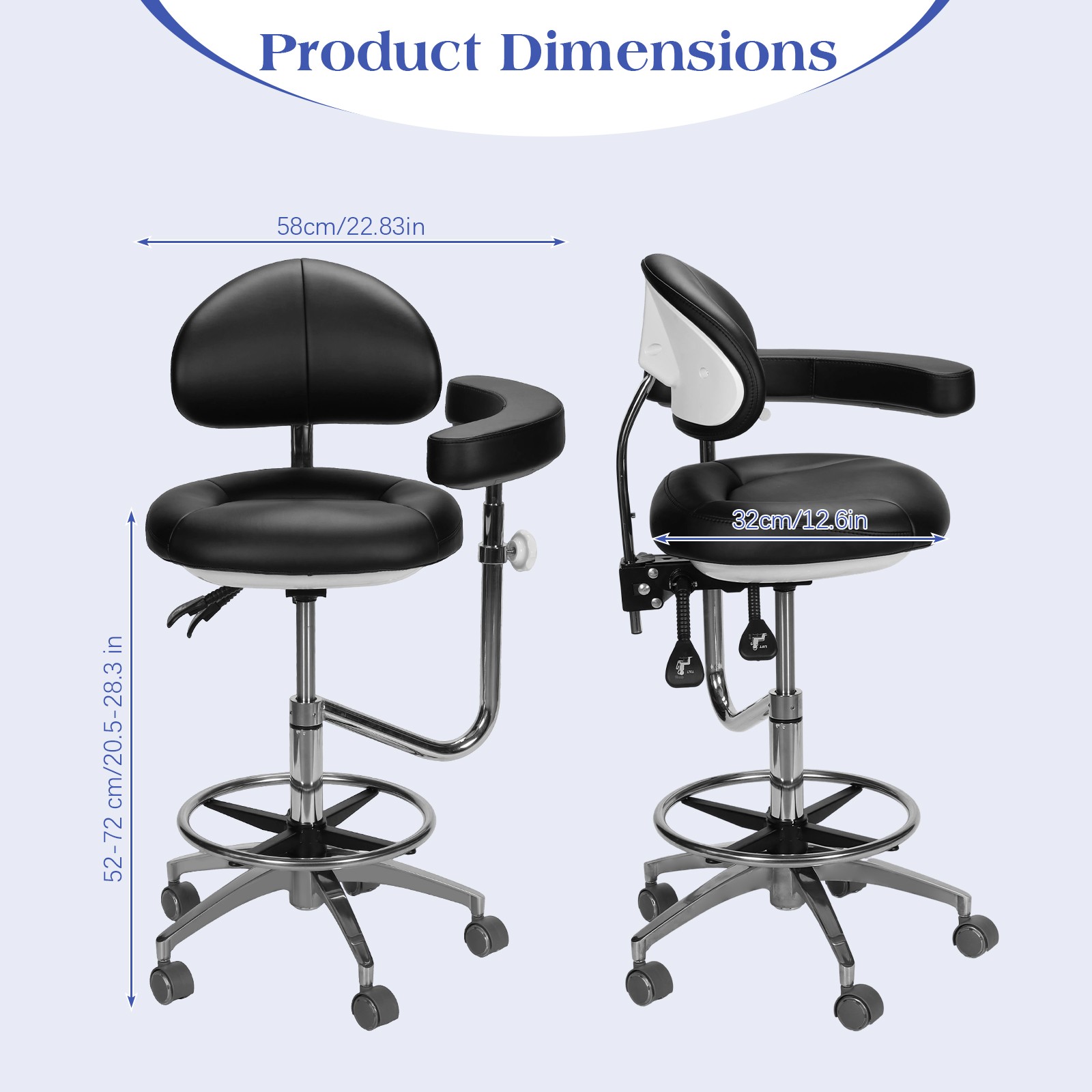 Dental Medical Microscope Stool with Armrest Dentist Surgeon Chair Microsurgical