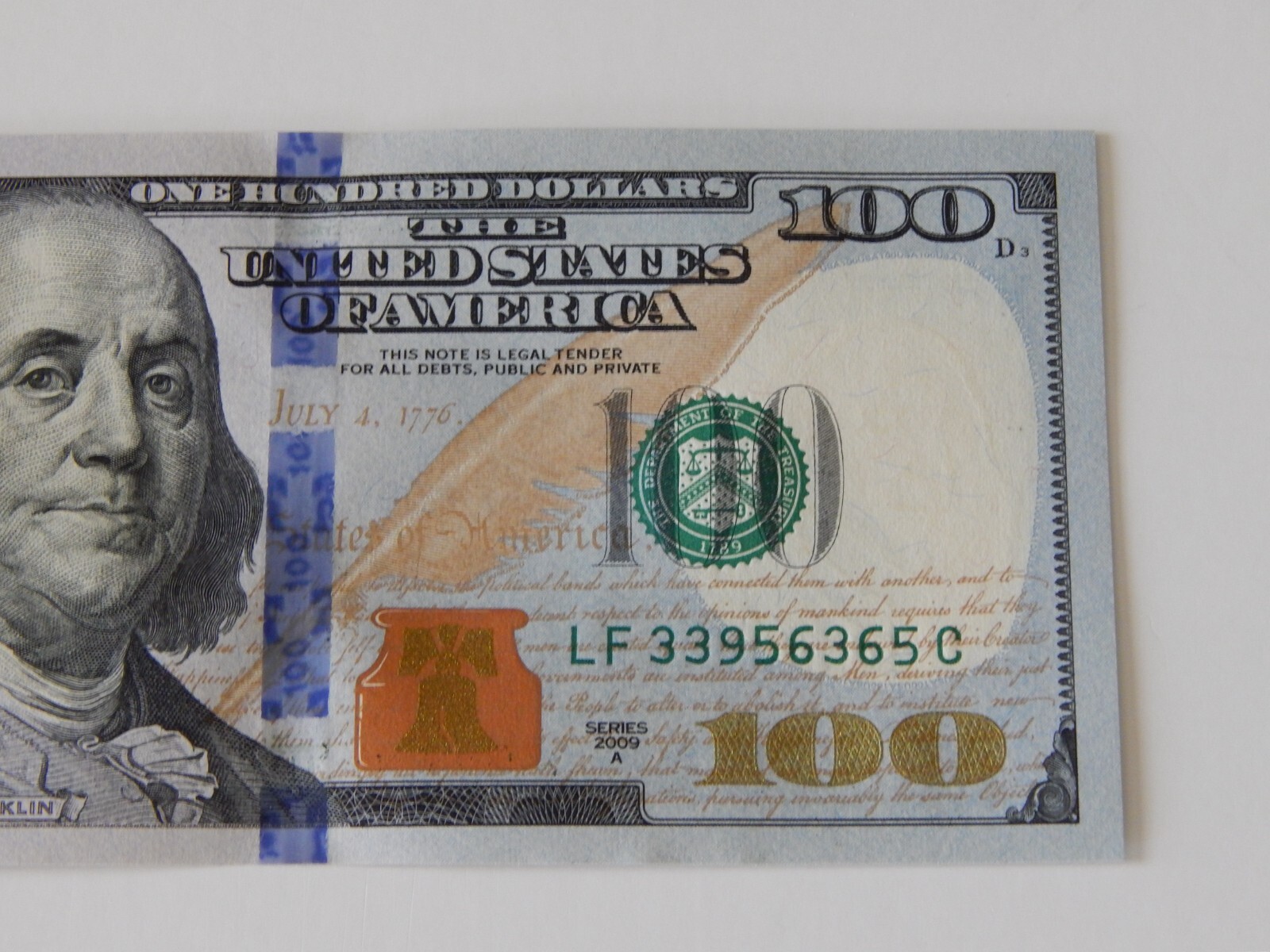 THE BRAND NEW U.S. $100 ONE HUNDRED DOLLAR BILL UNCIRCULATED ITEM #1736.
