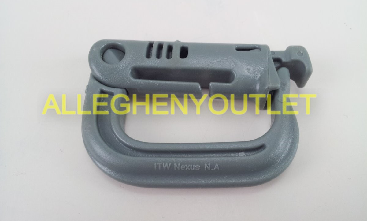 4 GrimLoc D-Ring Locking Carabiners, Foliage Green, ITW Nexus, MOLLE II, US Army