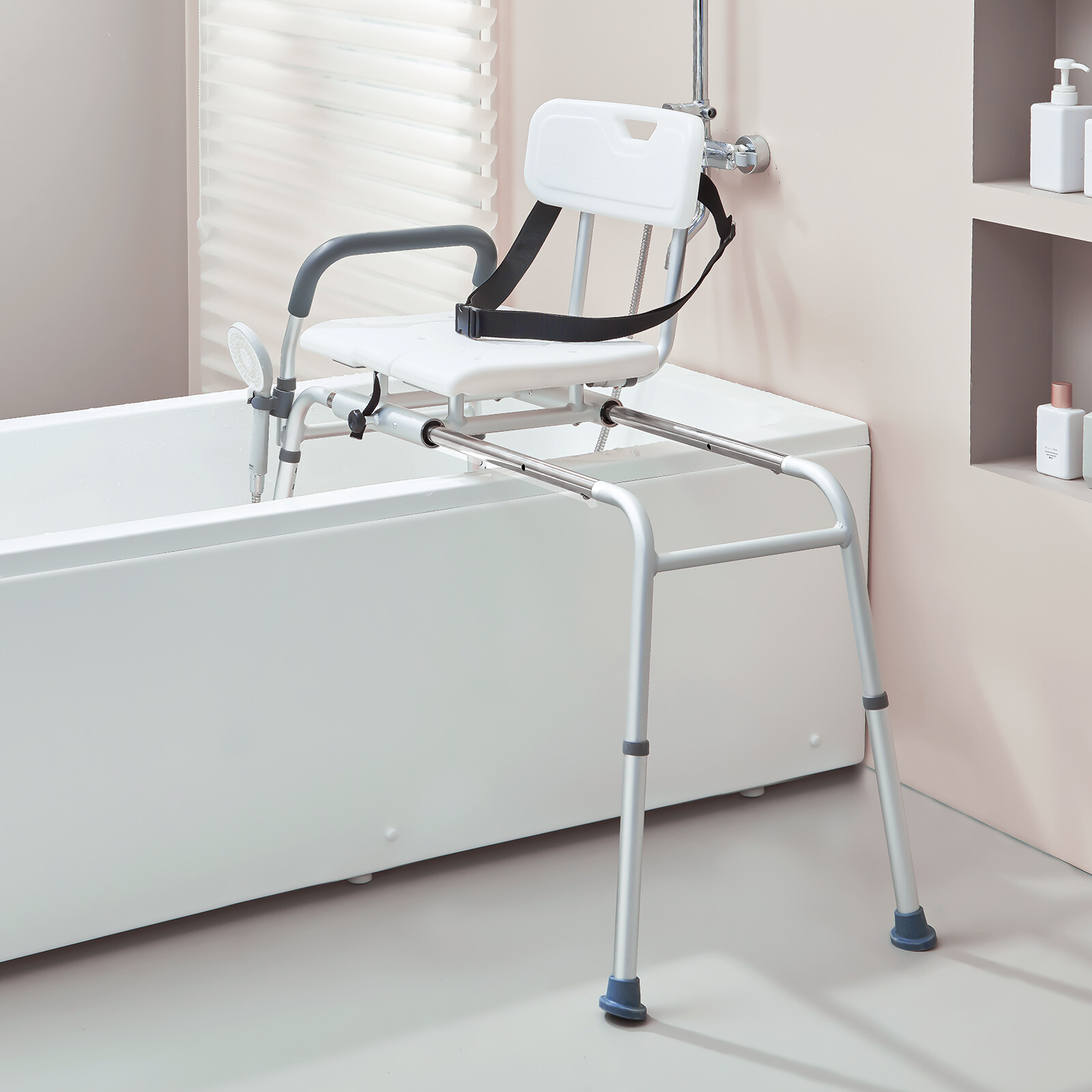 VEVOR Sliding Tub Transfer Bench Shower Chair with Cut-Out Seat
