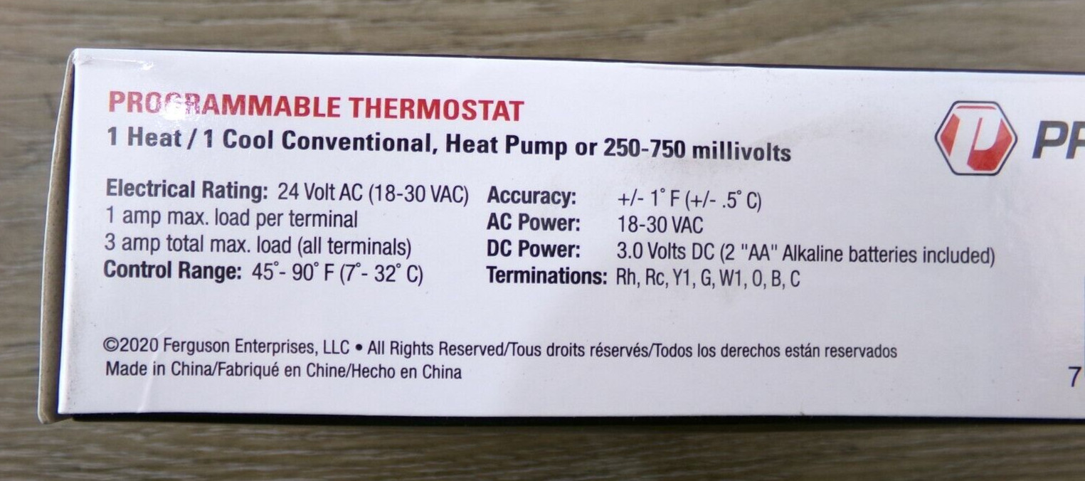 New ProSelect 1H/1C Stage Programmable Thermostat - PSTSL11P52 S5