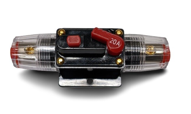 2 PACK 20 Amp Inline Waterproof Circuit Breaker Auto/Solar Manual Reset 12V-48V