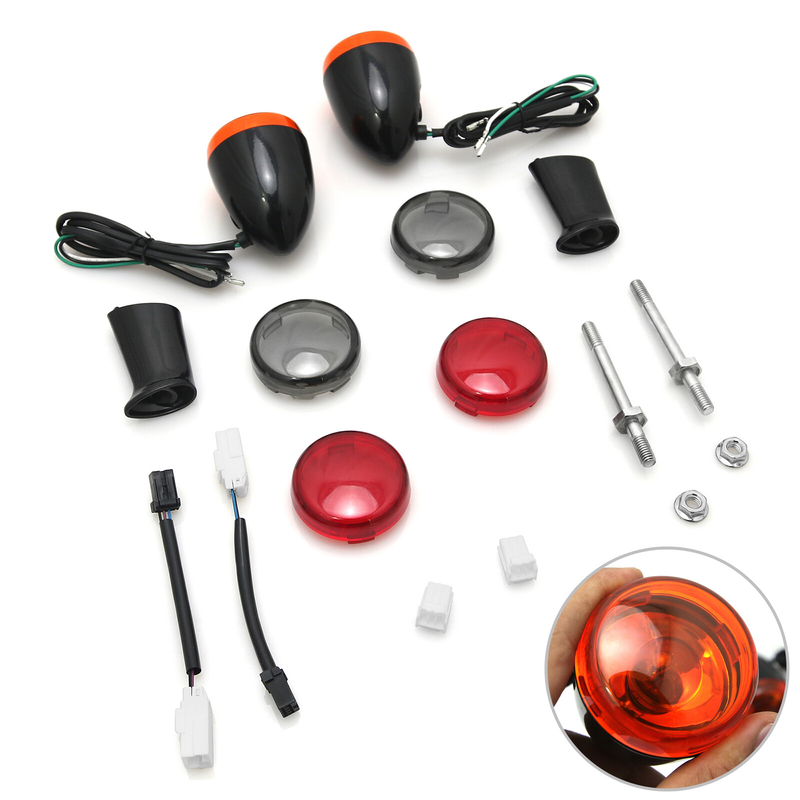 Gloss black Rear Turn Signal Lights For Harley sportster XL883 XL1200 1992-up