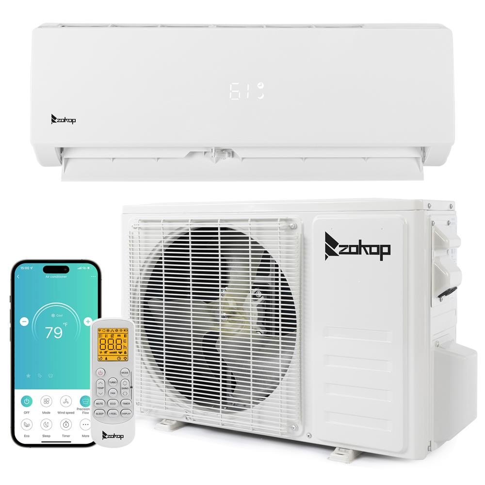 Zokop 9000 -24000 BTU Mini Split Air Conditioner Heat Pump with Remote WIFI