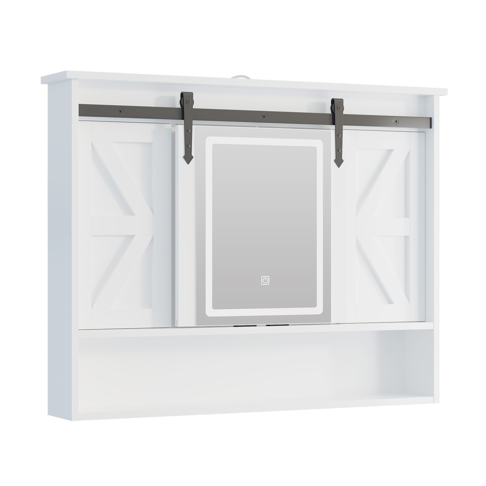 Wall Mounted Bathroom Cabinet Medicine Cabinet Organizer w/ Mirror Door & Lights