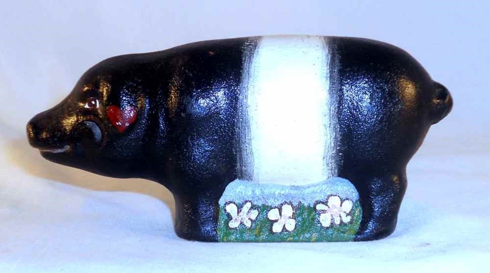 Late 1900s Polychrome Painted Composition Folk Art Pig Standing By J Dierwechter