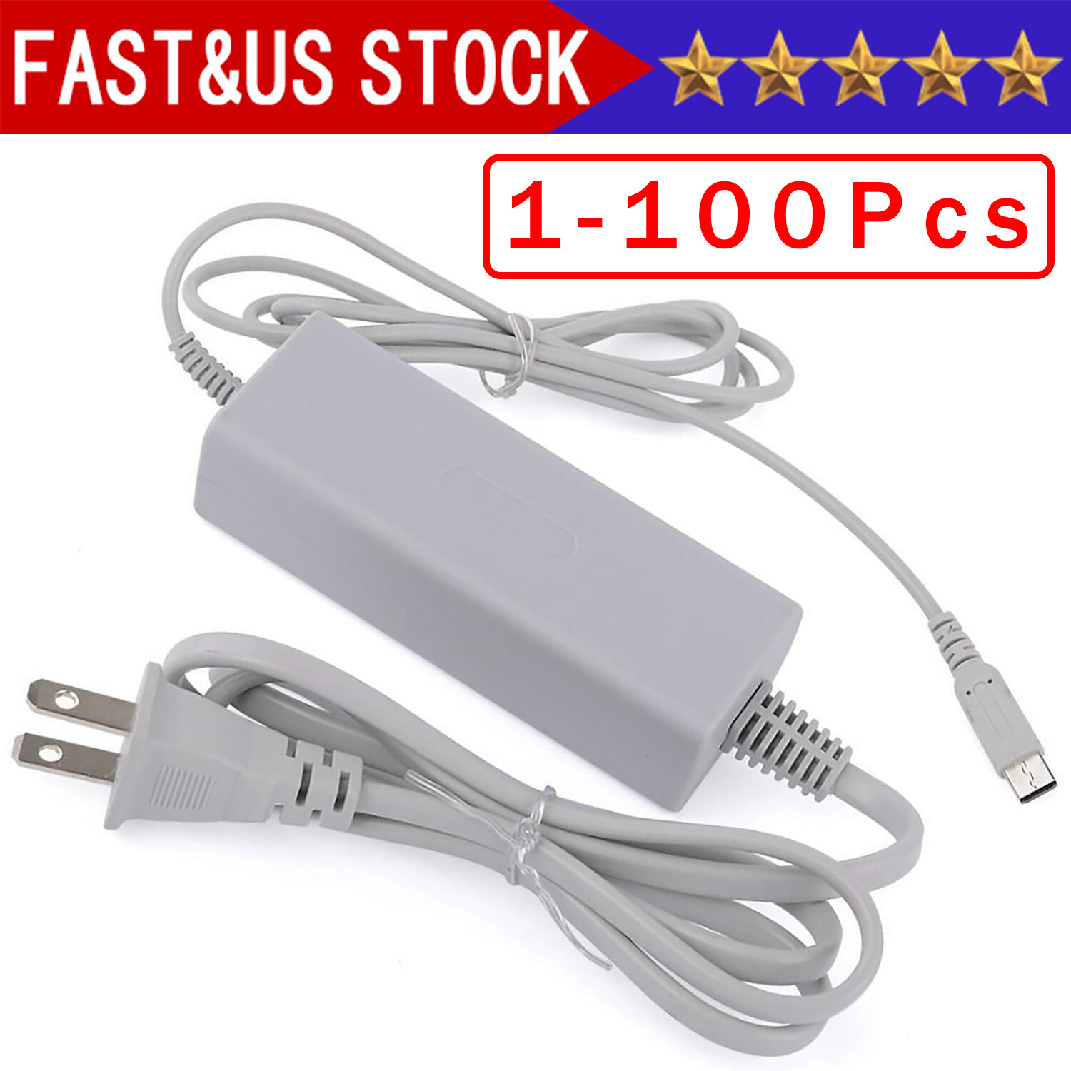 AC Power Supply Charging Adapter Cable Charger For Nintendo Wii U GamePad Lot