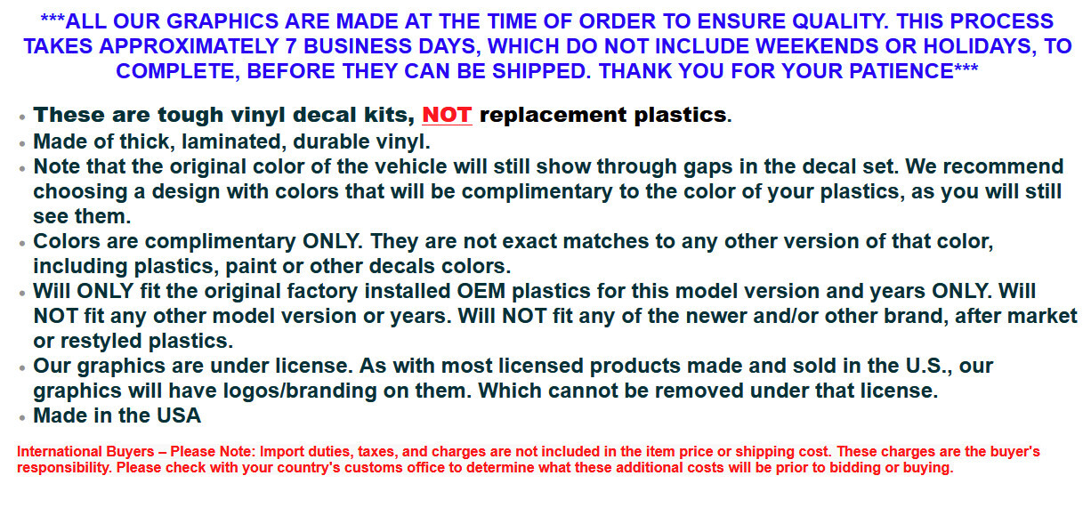 ATV Graphics Kit Decal Quad Sticker For Honda TRX400EX 1999-2007 WARHAWK R