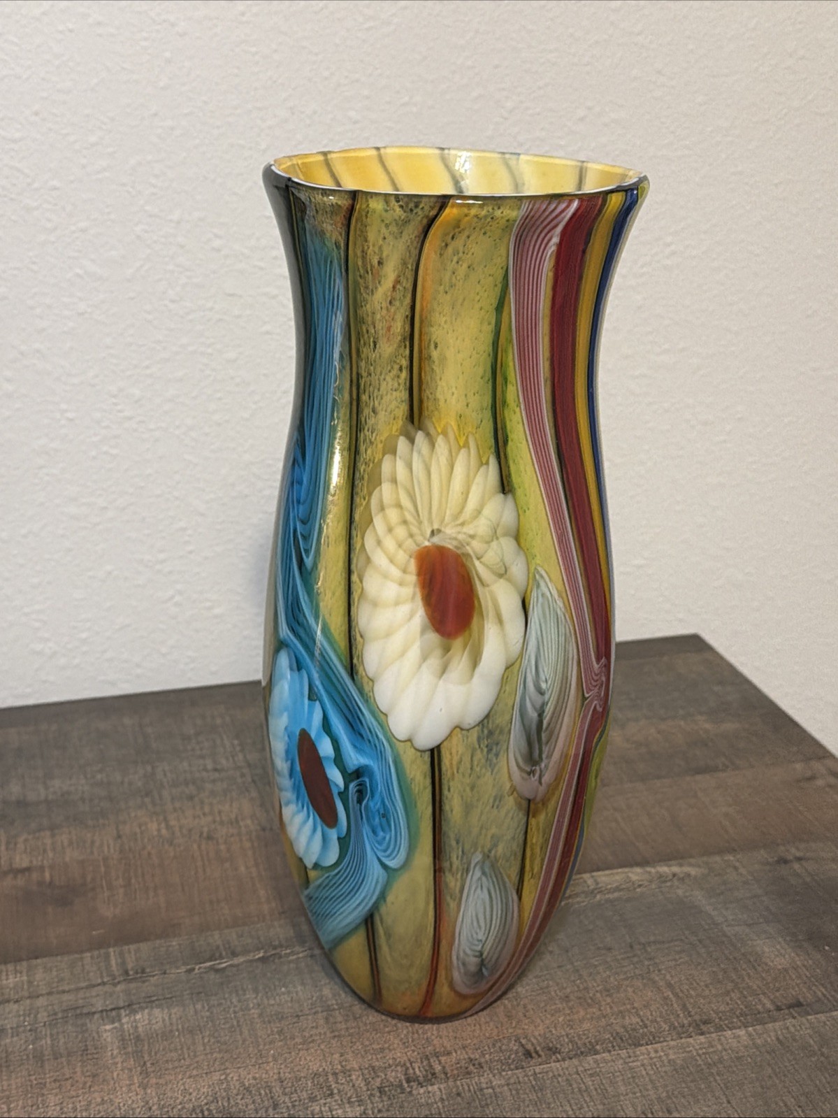 Vintage Pier 1 One of a Kind Murano Style 14.5" tall Art Glass Vase Heavy