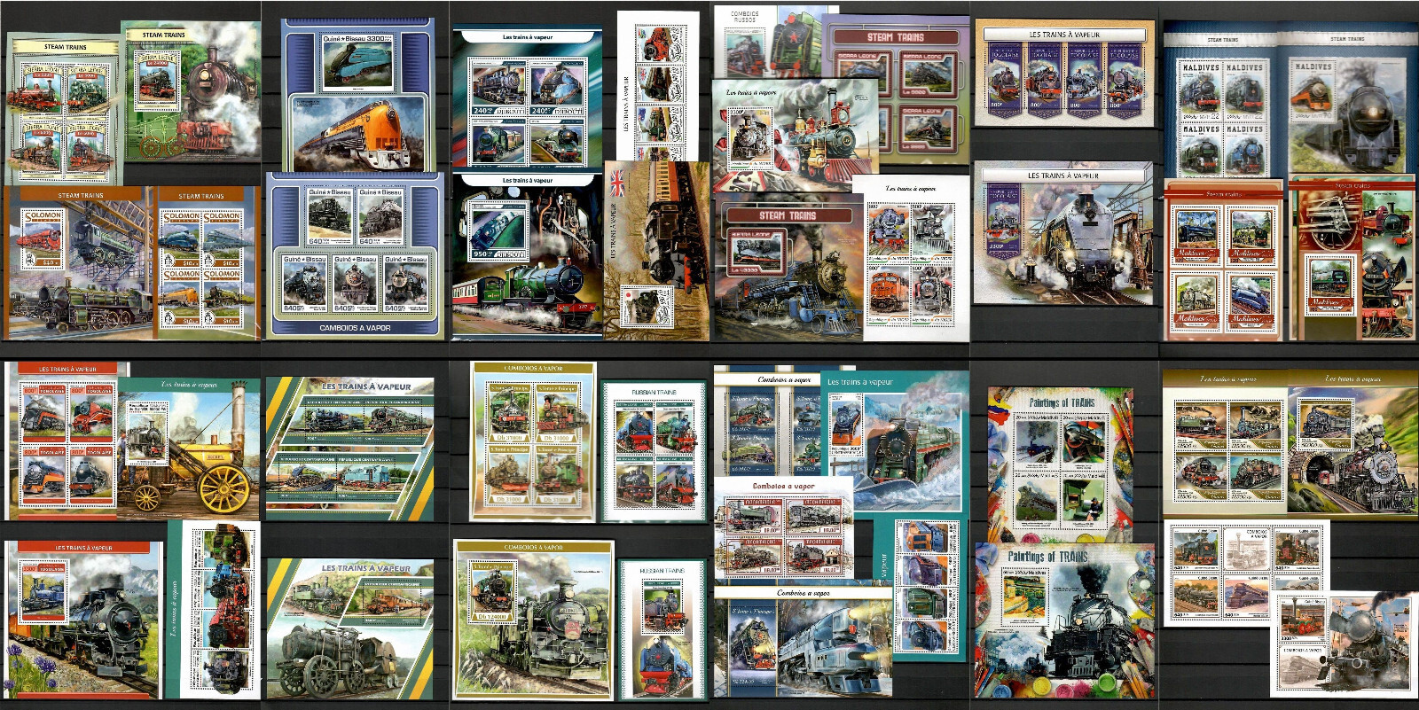 Steam locomotives trains railway 42 sheets 2017-2018 Collection [3] MNH  #CNA164