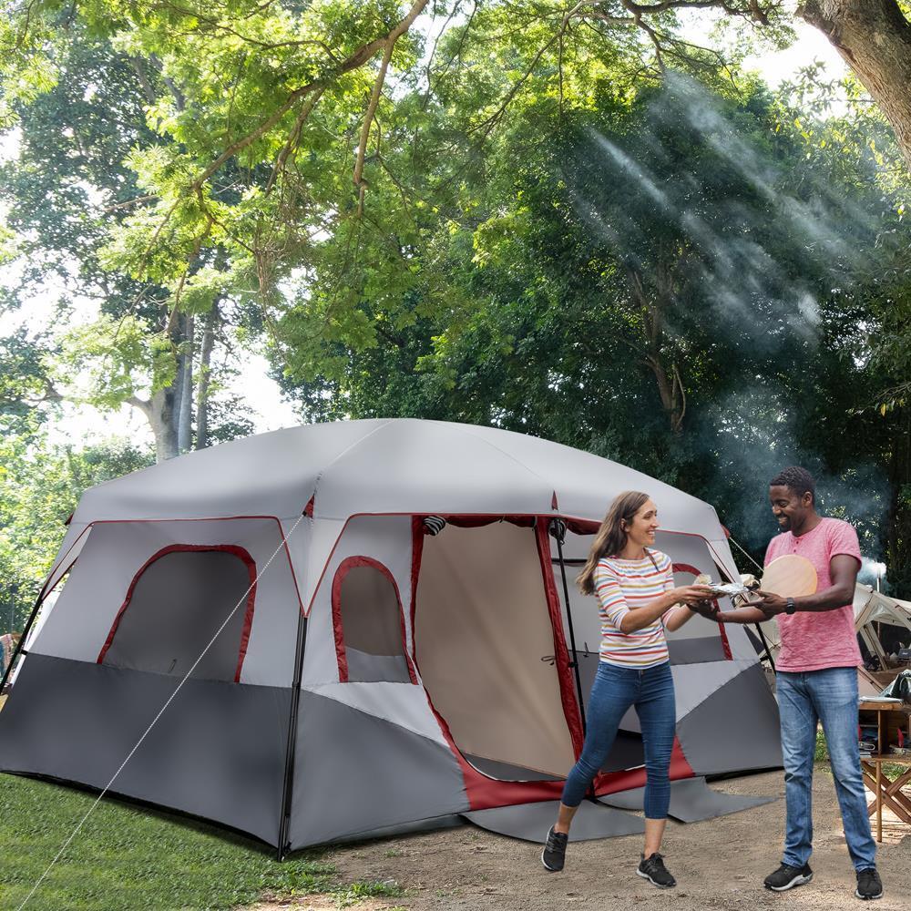Camping Tent Cabin Tent 10 Person 2 Rooms Waterproof Shelter Large Room