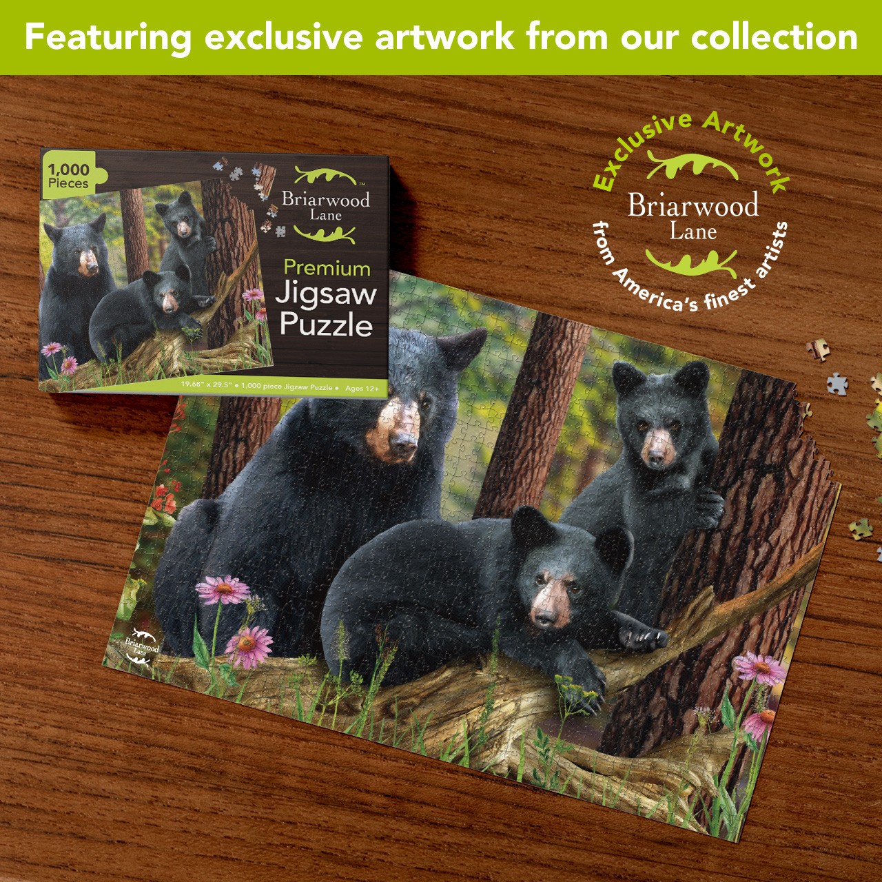 Briarwood Lane Black Bear Family 1000 Piece Jigsaw Puzzle