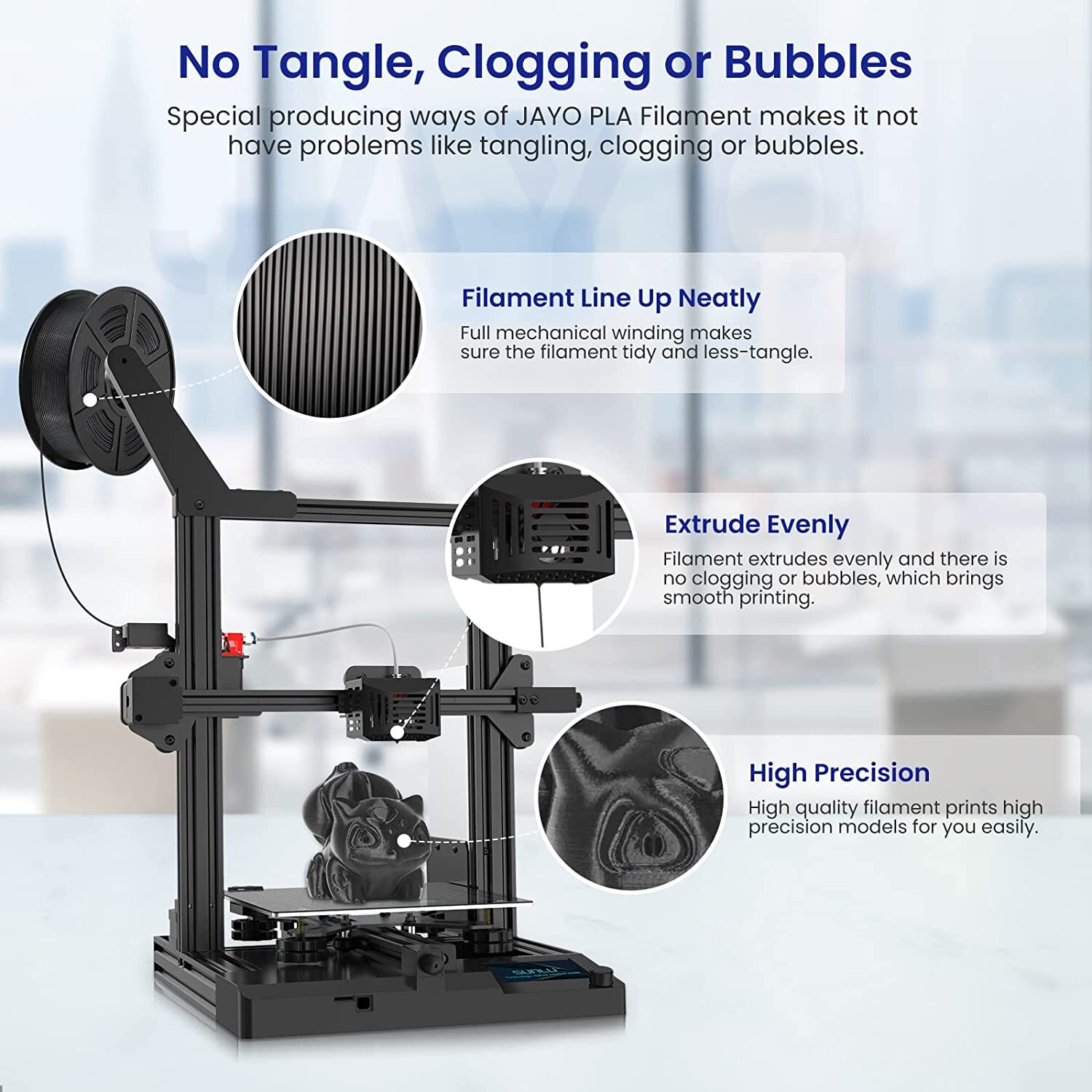 JAYO 10KG PLA PLA+ PETG SILK ABS 3D Printer Filament 1.75mm 1.1KG Black Spool