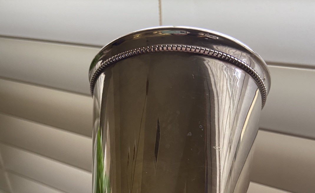 Patrick Henry Silver Plate Mint Julep Cups Beaded Band Exeter Crown Mark Lot 7