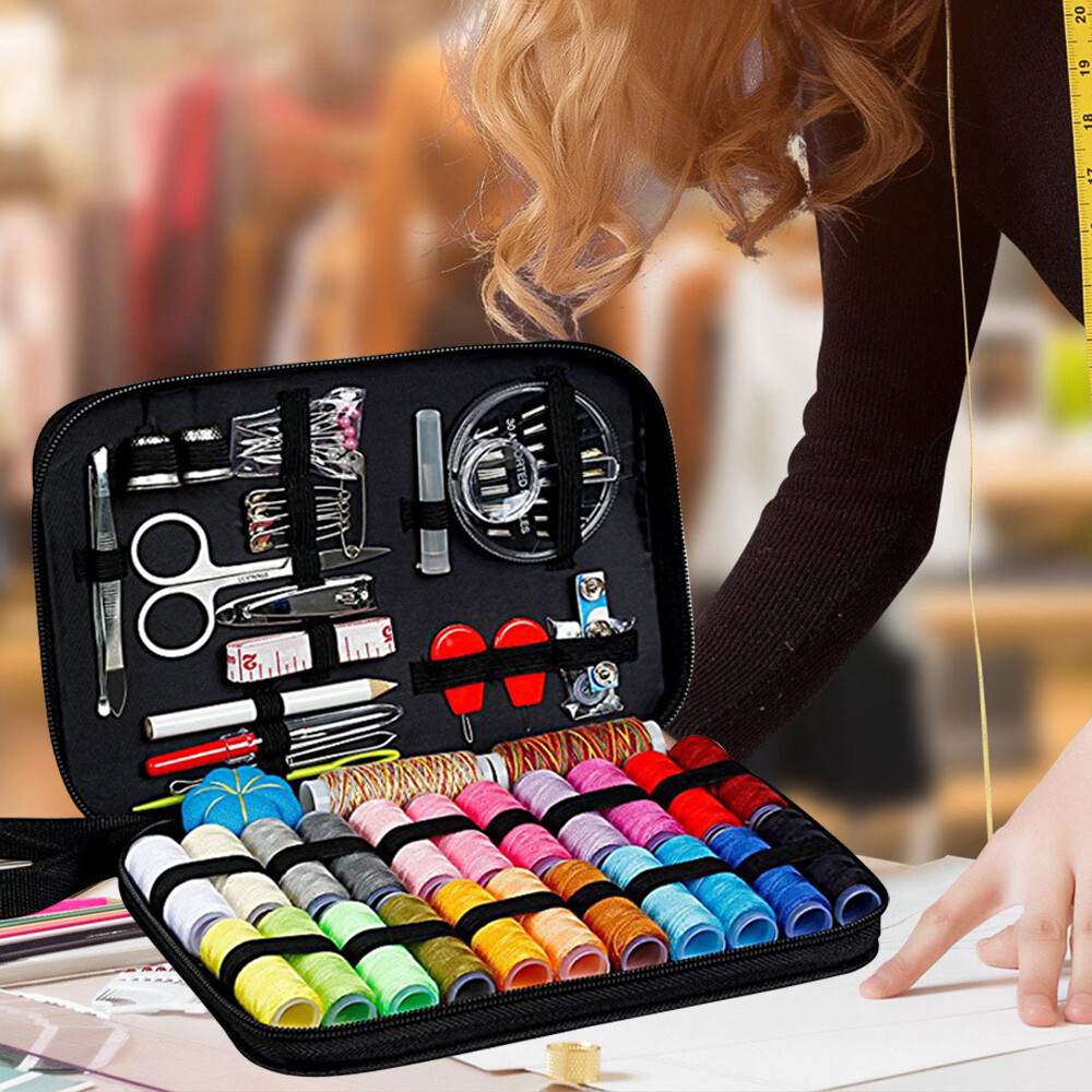 99Pcs Portable Sewing Box Kit Home Travel Sewing Threads Scissors Needles Set