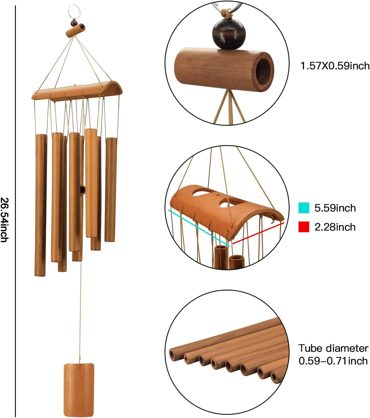 Wind Chimes for Outside, Sympathy Wind Chimes Bamboo Windchimes Outdoors with Na