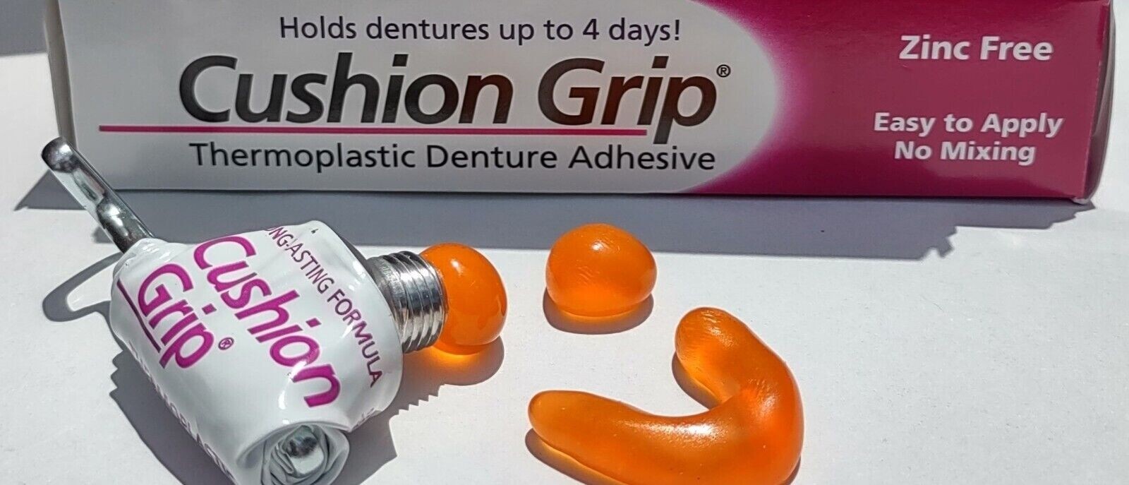 Cushion Grip Thermoplastic Denture Adhesive 1 Oz - 100% Waterproof & Zinc Free