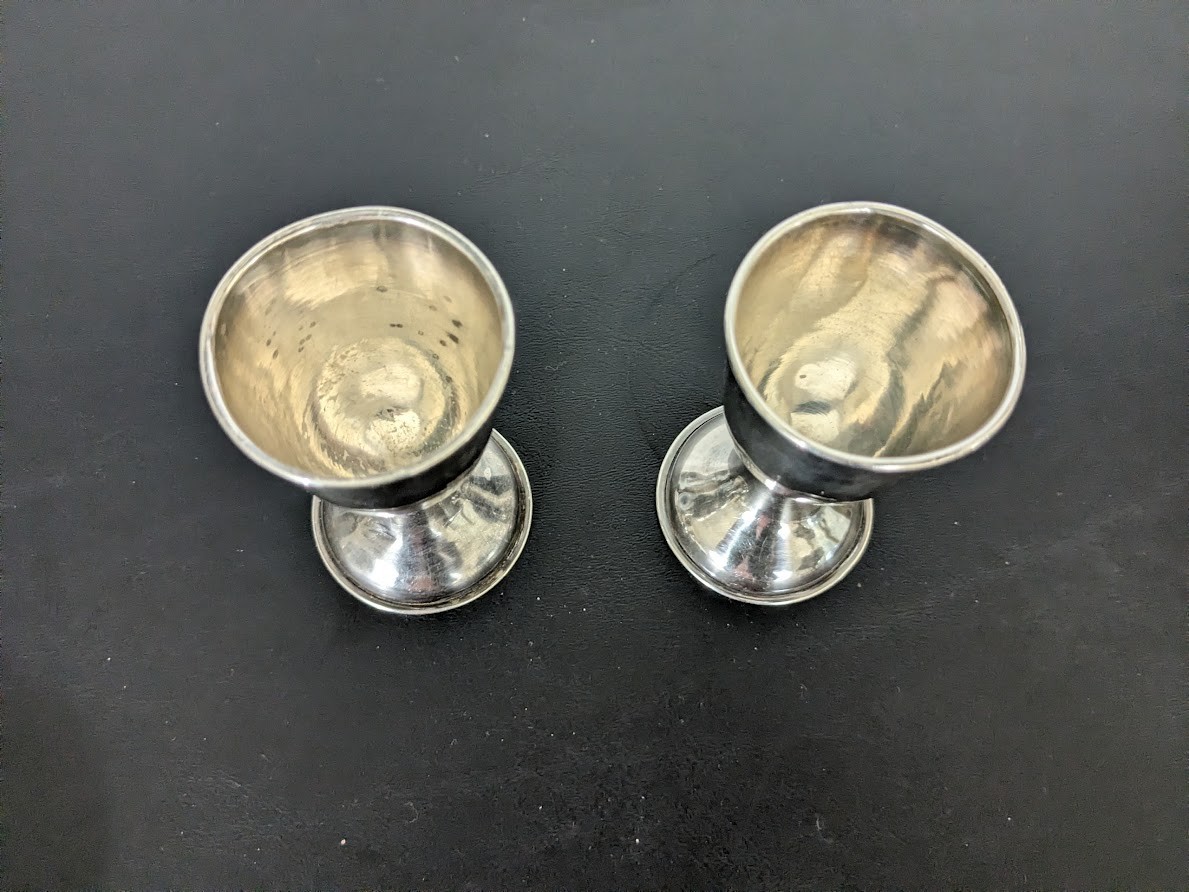 Sterling Silver Set of 2 Cordial Chalice Cups 3"h x 1-5/8"d, 1.4 ozt