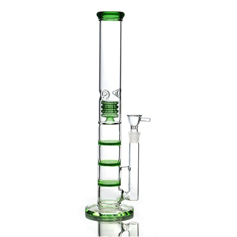 16.5" Glass Bong Hookahs Honeycomb Percolator Water Pipe Bowl for Smoking