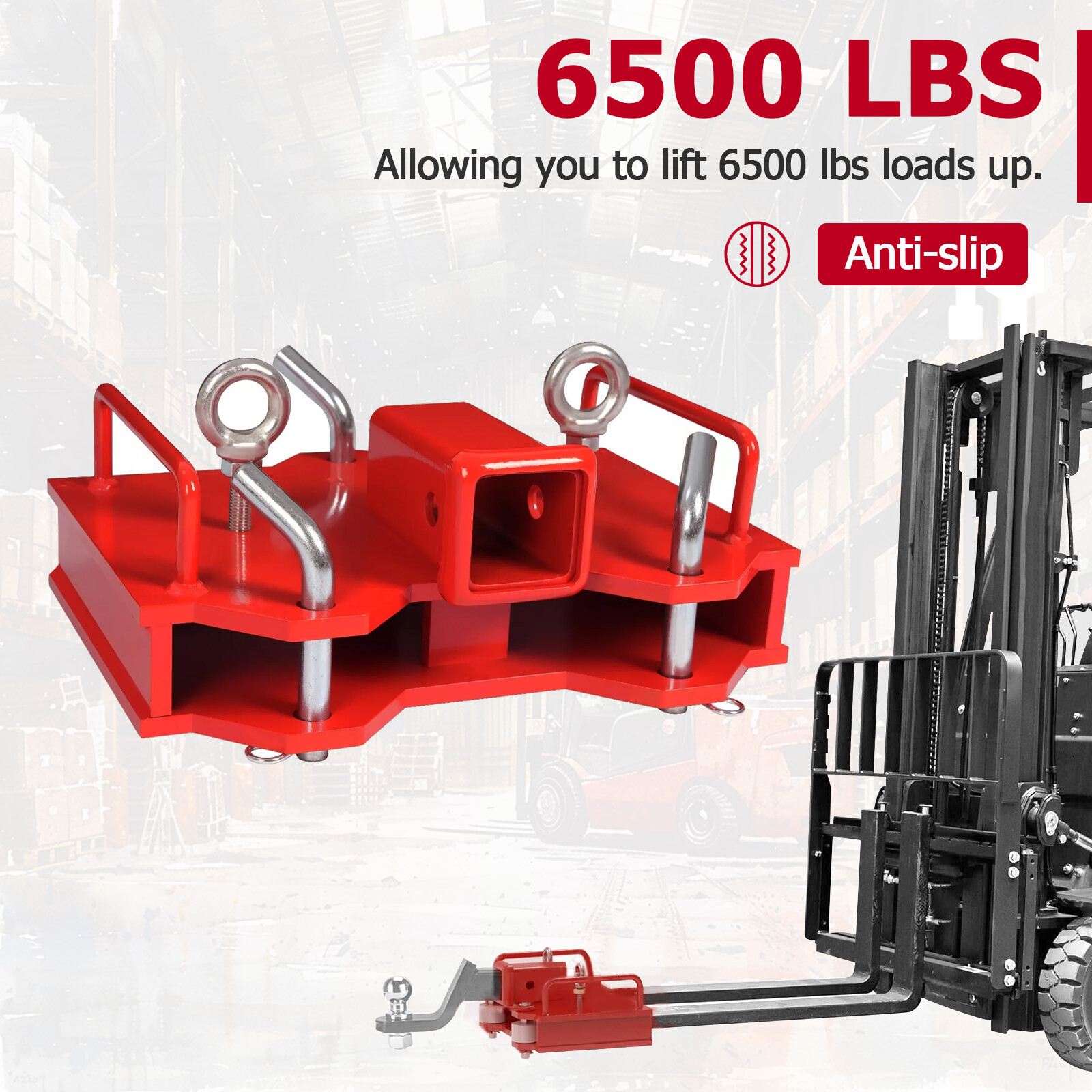 2'' Forklift Trailer Hitch Receiver Dual Pallet Forks Towing Adapter Attachment