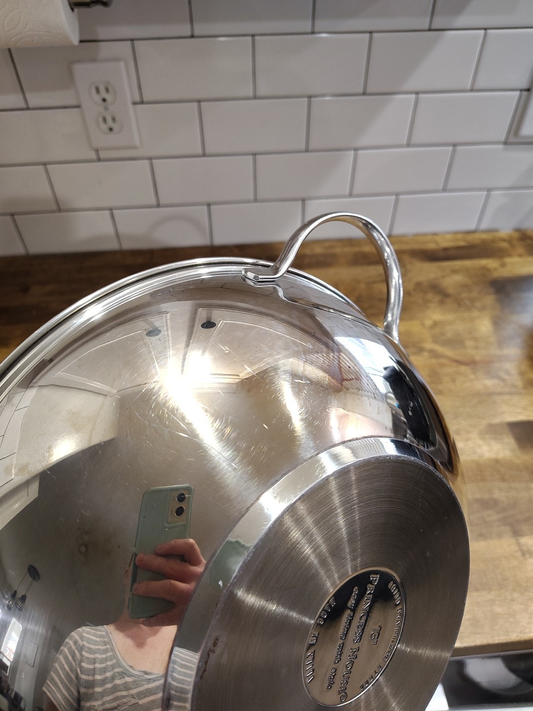 Huge Princess House Stainless Steel 13 Inch Wok Skillet Pan No Lid