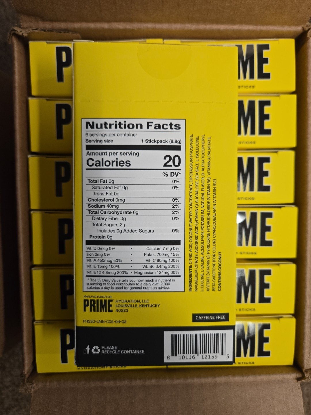 24 Boxes Prime Hydration Lemonade Drink Mix -6 Stick Packets Per Box BB 01/26