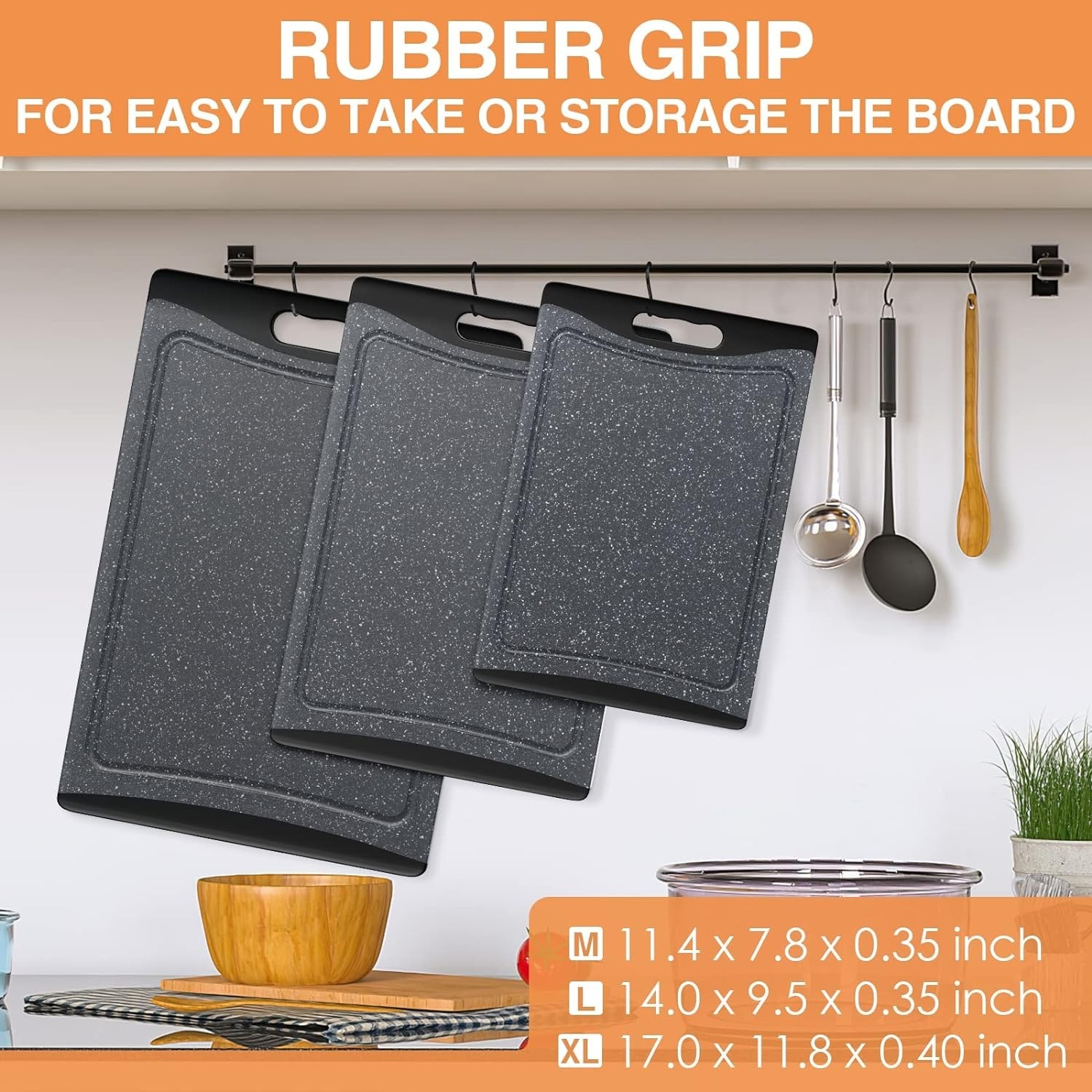 Extra Large Cutting Boards, Plastic Cutting Boards for Kitchen (Set of 3)