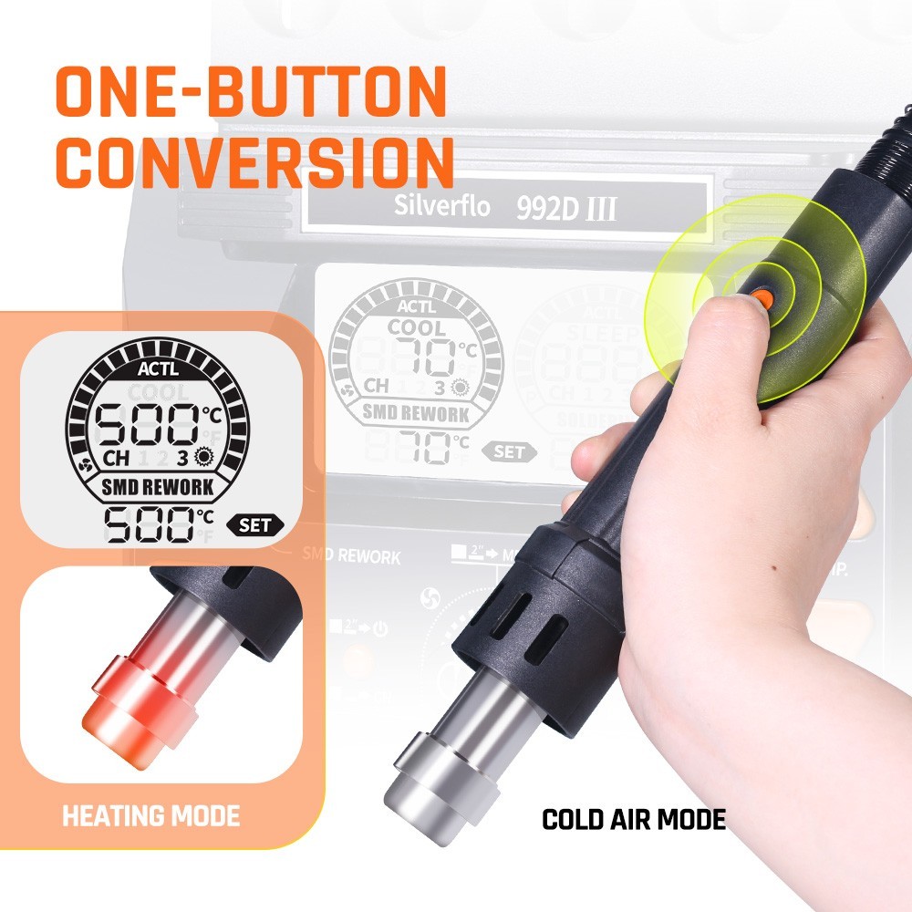 992D-III Soldering Station Hot Air Desoldering Rework Station C210/C245