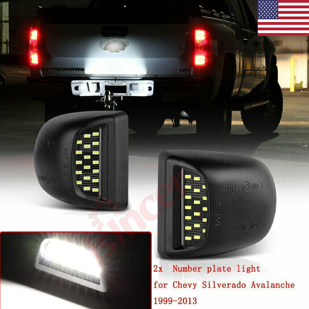 2 Pcs LED License Plate Light Assembly For Chevy Silverado GMC Sierra Cadillac