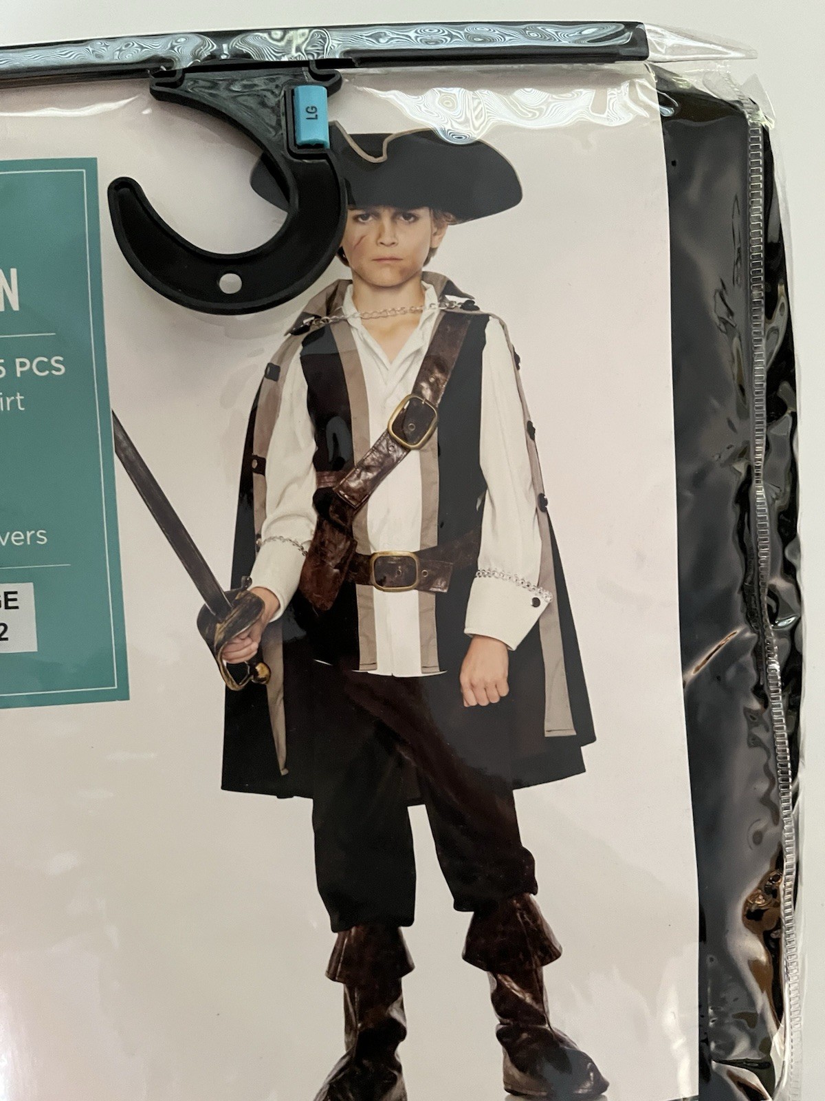 Pirate Captain Boys Large (10-12) 5- Piece New Halloween Costume Cosplay