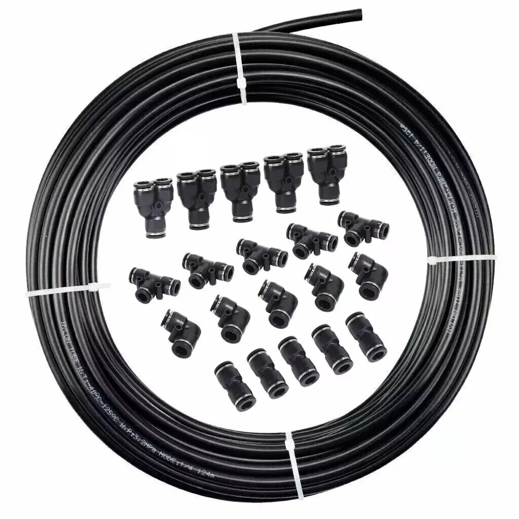OD 1/4" Nylon Air Line DOT Hose 25/33/50/ 100/200ft Or Push To Connect Fittings