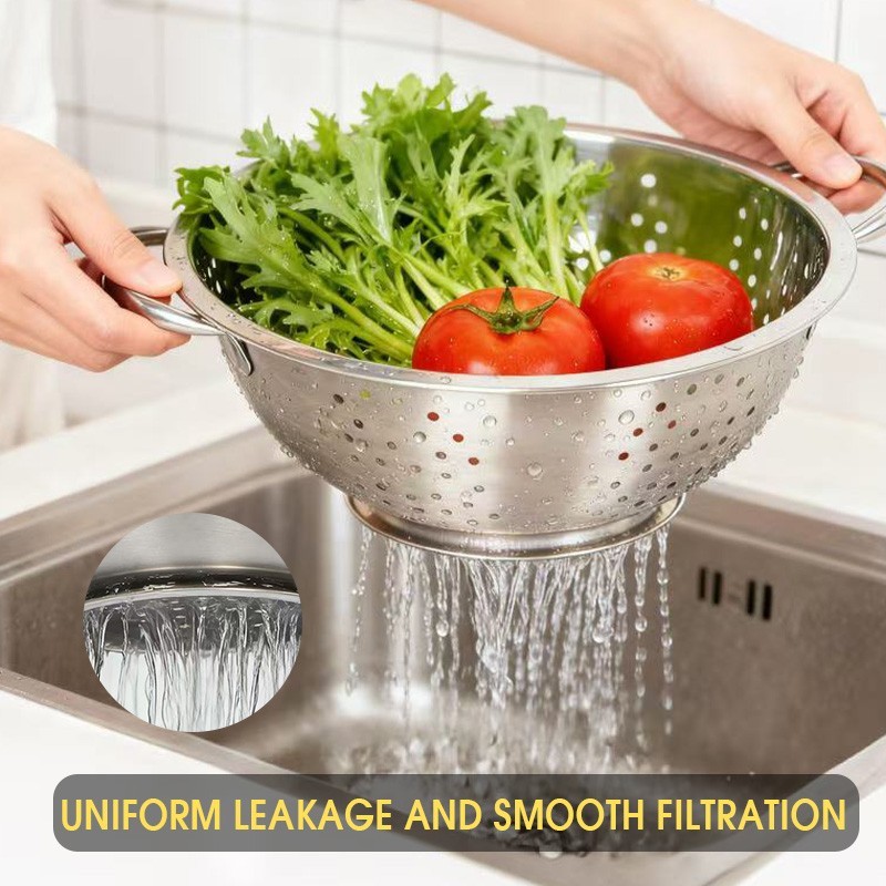 tastyWay Colander Polished Stainless Steel Micro-Perforated Strainer for Kitchen