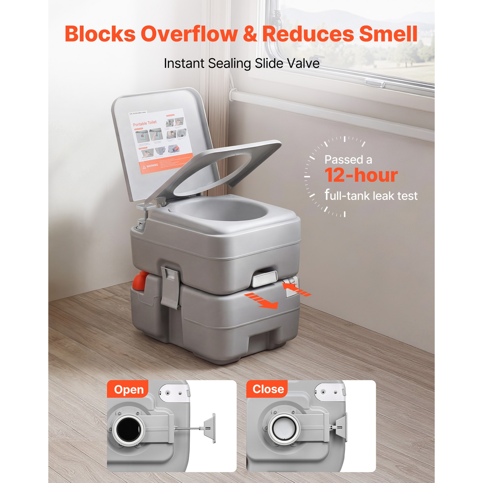 Uimoso Portable Outdoor Toilet with 5.3 Gallon Flush for Camping and Hiking