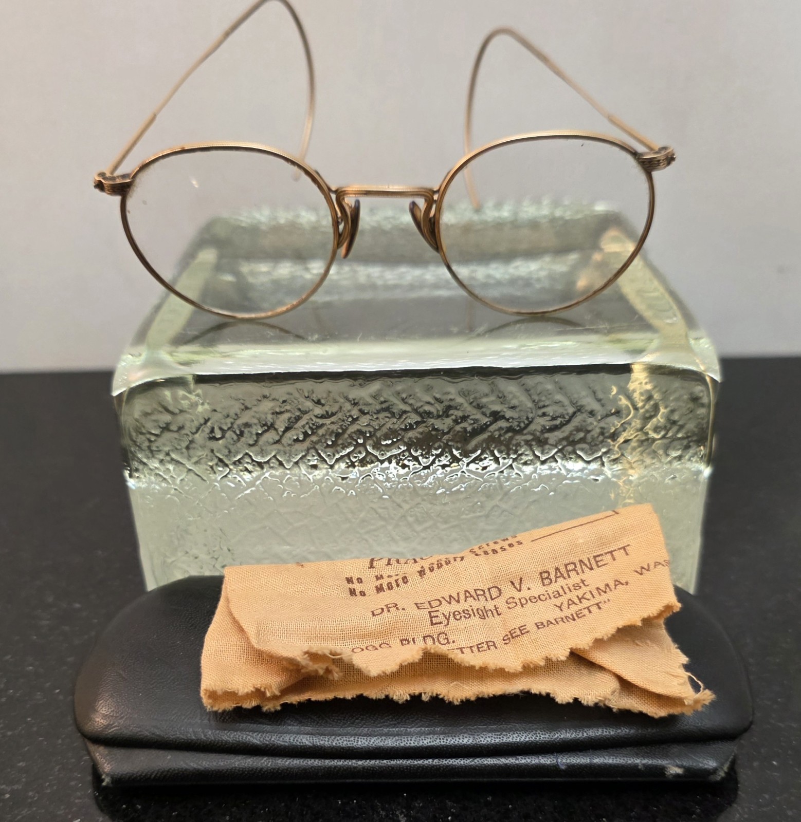 Vintage FUL-VUE 1930's 12K Gold Filled Eyeglass Frames w/ Case & Polish Cloth