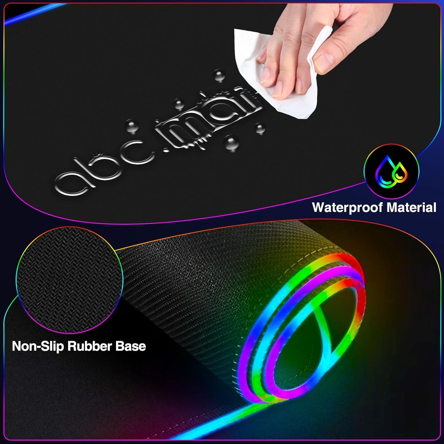 New - ABCMat XXL RGB LED Gaming Mouse Pad with Magnetic Wireless Charger