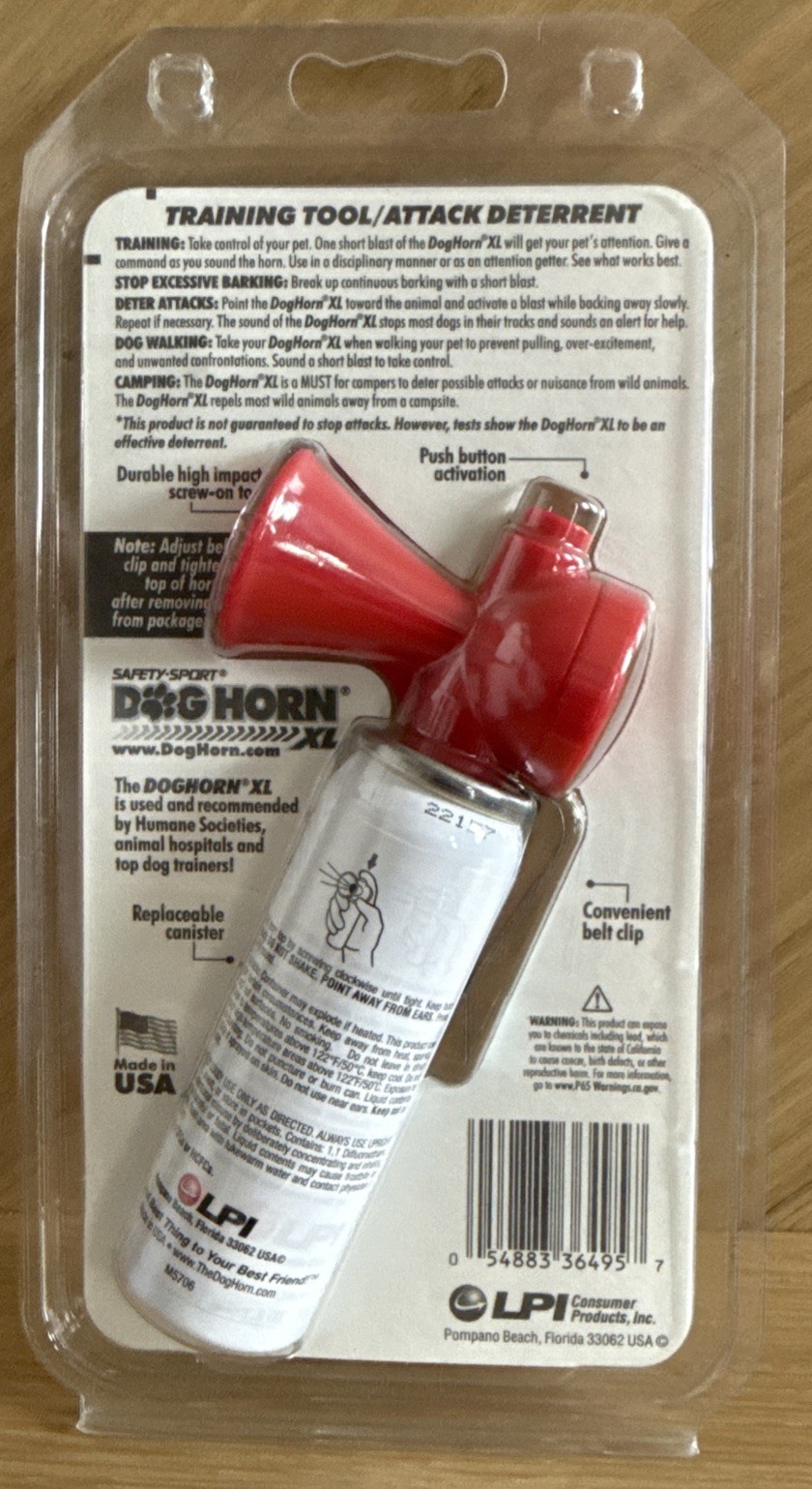 Safety Sport Dog Air Horn XL Training Tool Attack Deterrent Belt Clip NEW